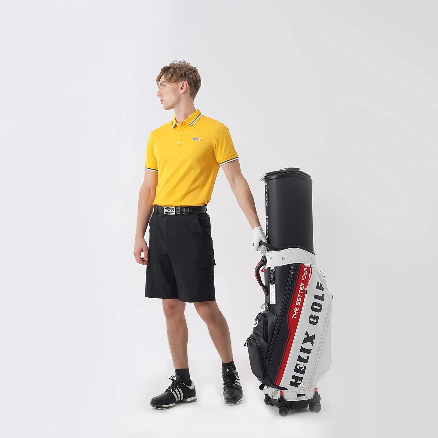 Helix Golf Bag With Wheels And Retractable Cover For Travel