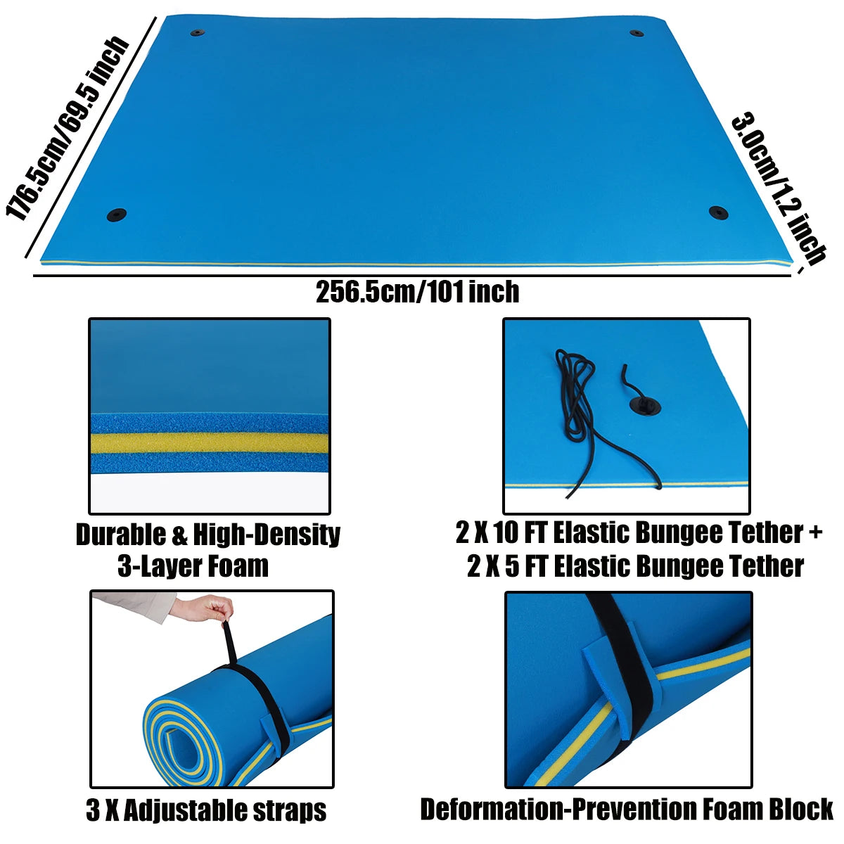HALLOLURE Floating Water Pad Mat For Pool Beach Ocean Lake Sunbathing And Water Sports