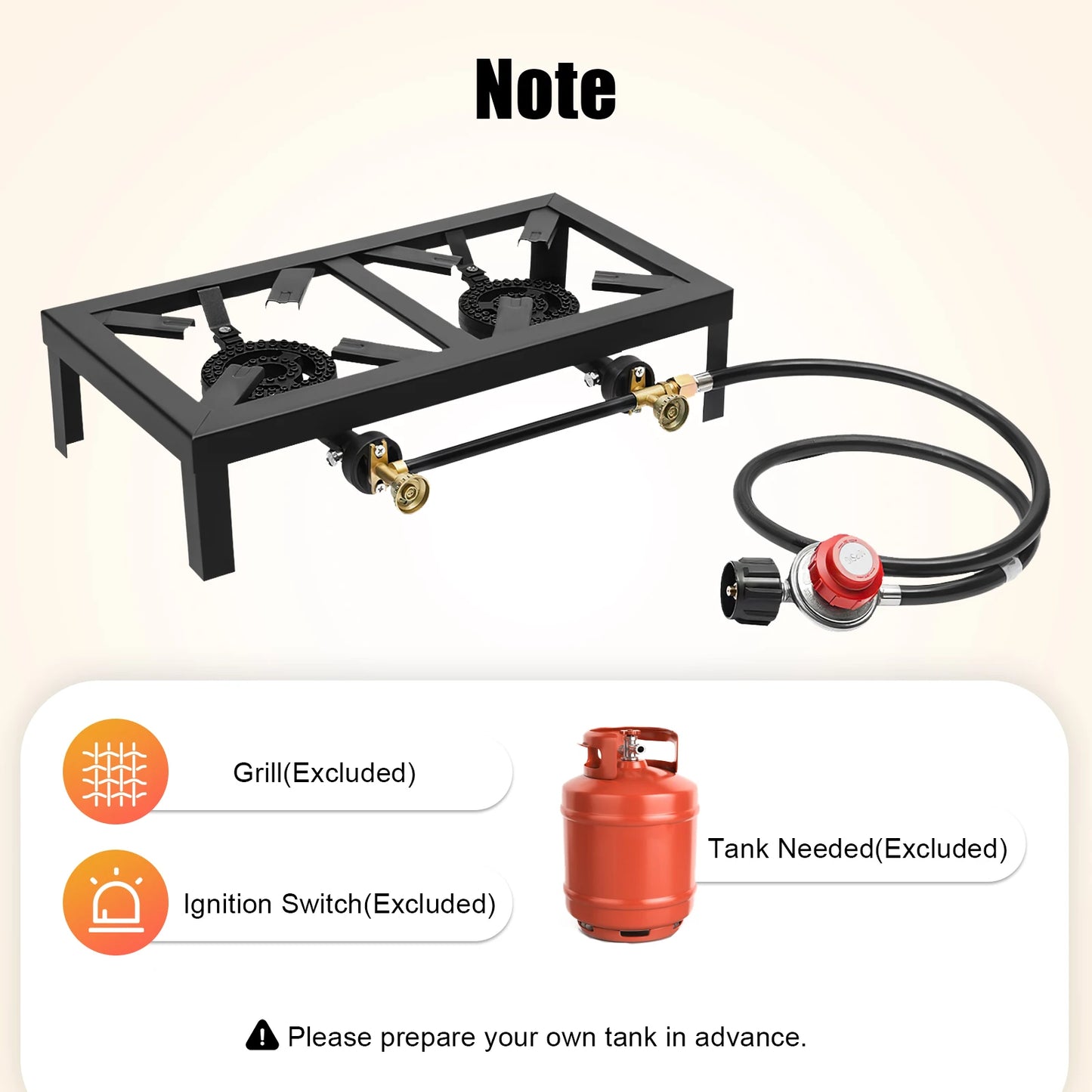Portable 8000W Double Burner Gas Stove For Outdoor Cooking BBQ
