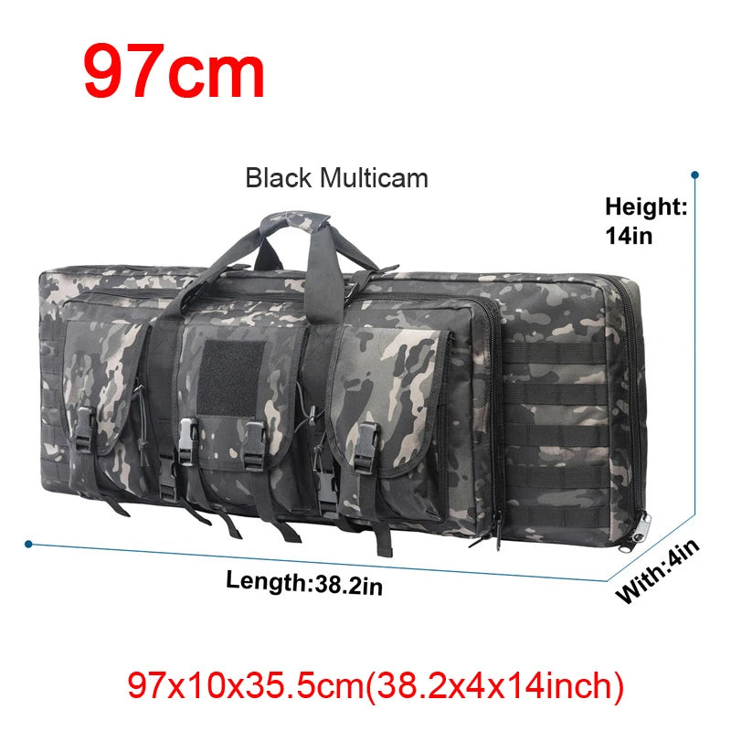 LQARMY Tactical Double Rifle Case Molle Rifle Bag Sniper Airsoft Gun Backpack Hunting