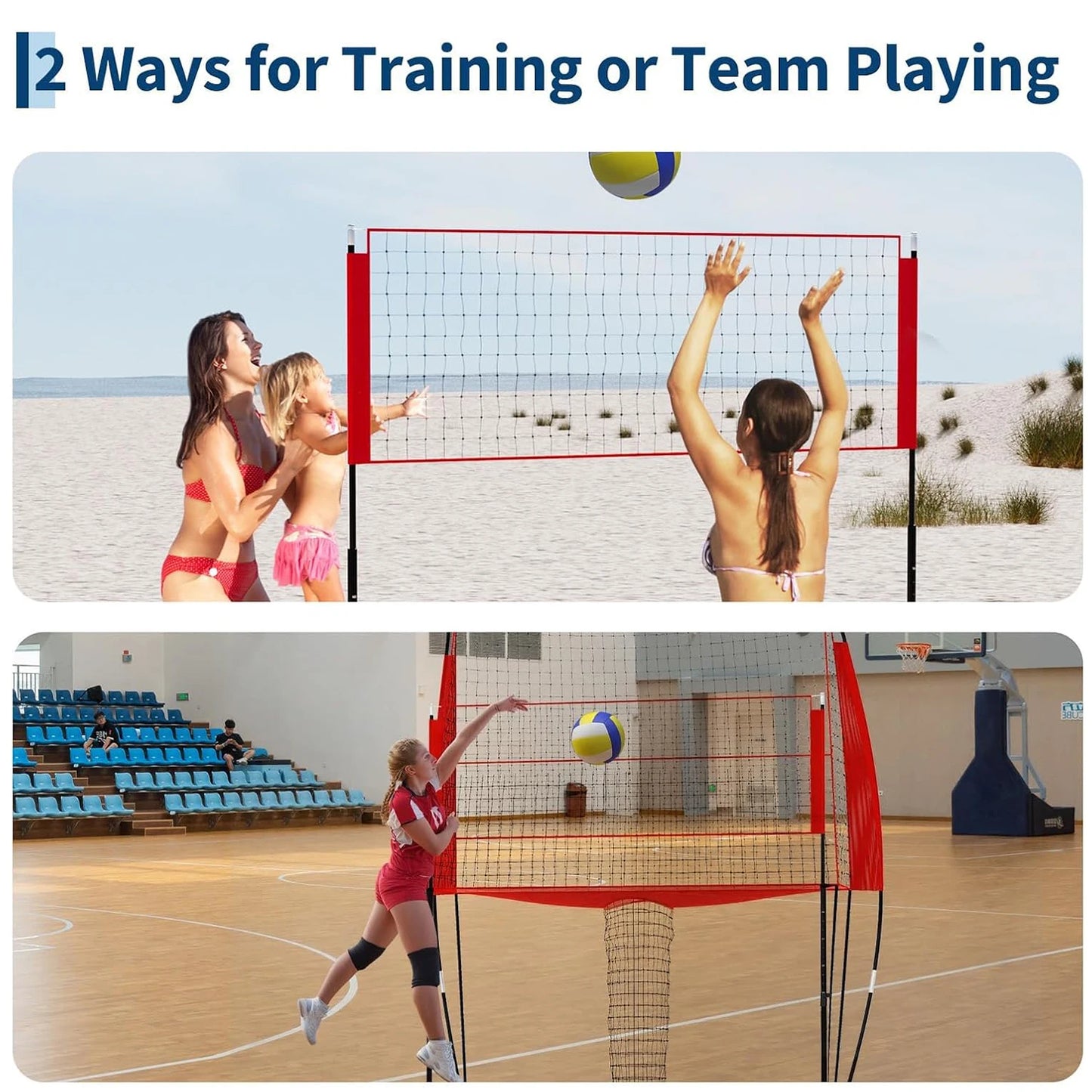 HiMISS Volleyball Practice Net Height Adjustable Portable Carry Bag
