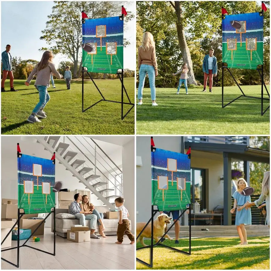 Football Toss Game With Inflatable Target Practice And Four Balls