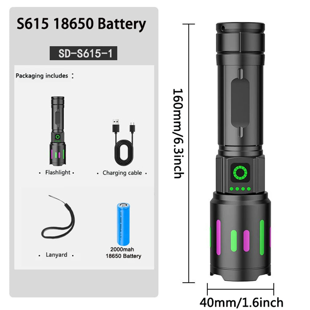 Electric S615 Powerful LED Flashlight Zoomable Tactical Torch Outdoors