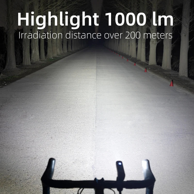 ROCKBROS Bike Light 1000 Lumen Front MTB Lamp 4000mAh TypeC