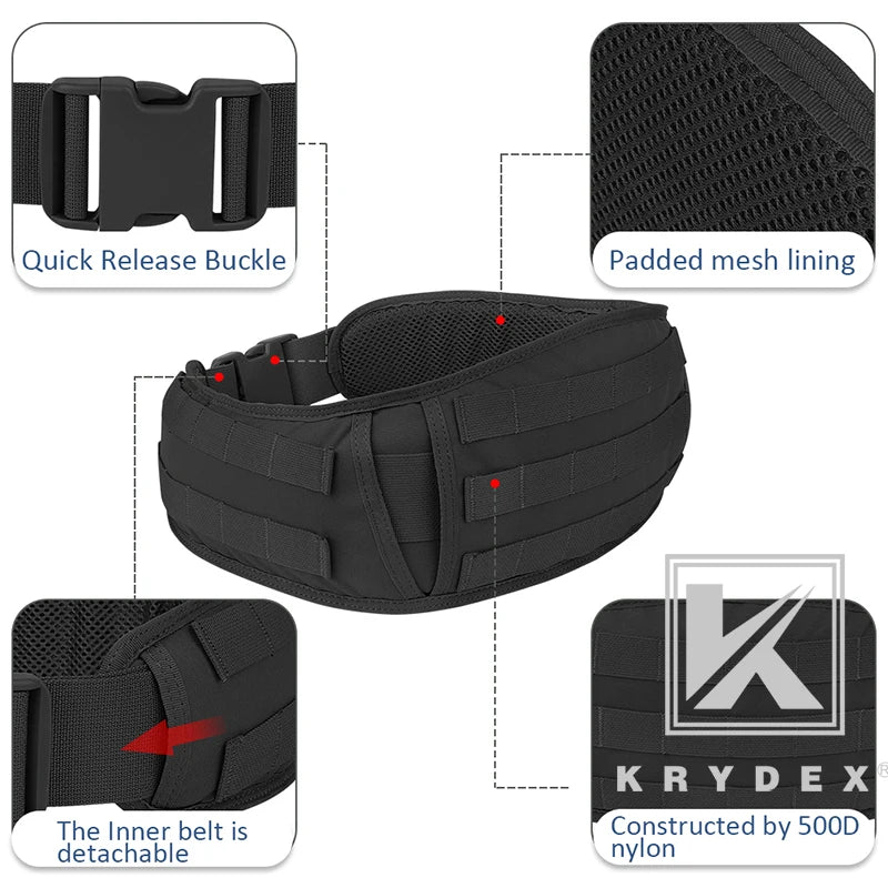 KRYDEX Tactical MOLLE Waist Belt with Quick Release Buckle