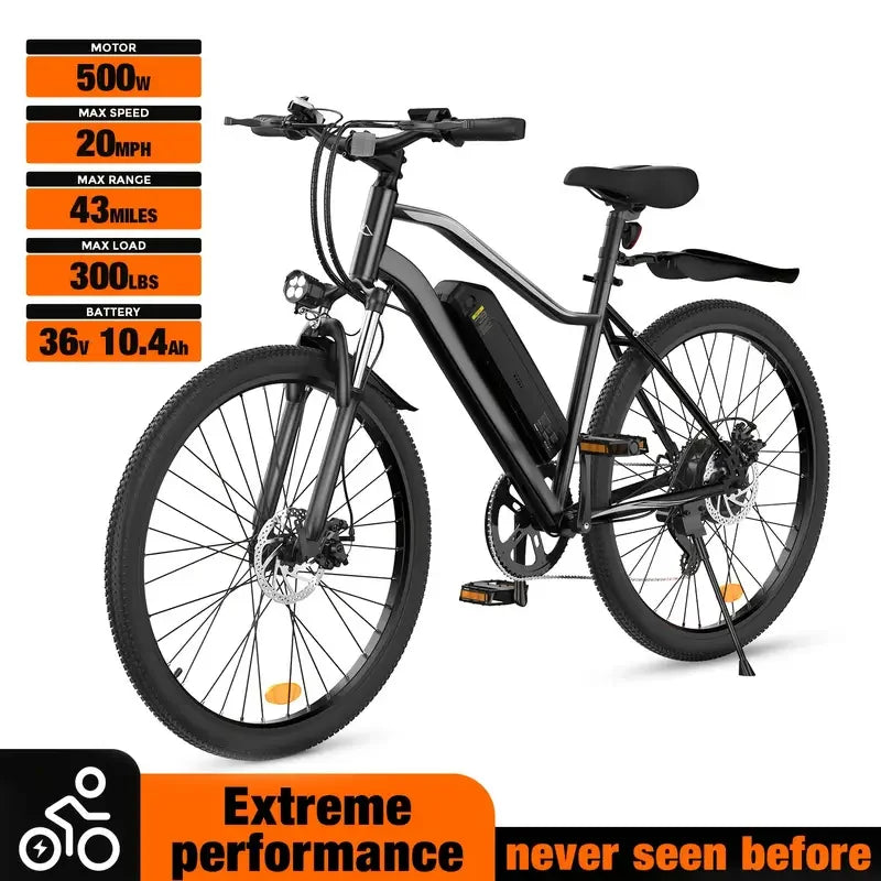 Electric Mountain Bike 500W Brushless Motor 23MPH All Terrain