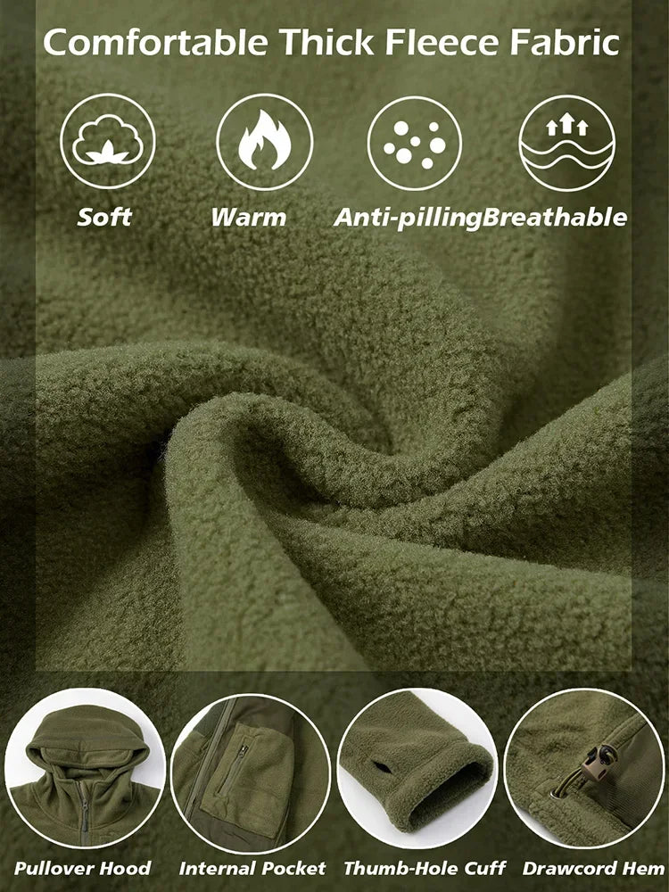 Men Hunting Fleece Jacket Full Zip Tactical Outdoor Warm