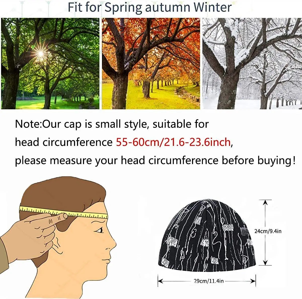 Winter Soft Cotton Beanie Double Layer Windproof Liner