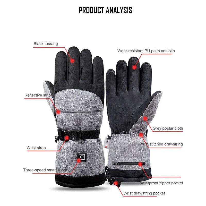 Heated Electric Thermal Warmer Gloves for Outdoor Activities