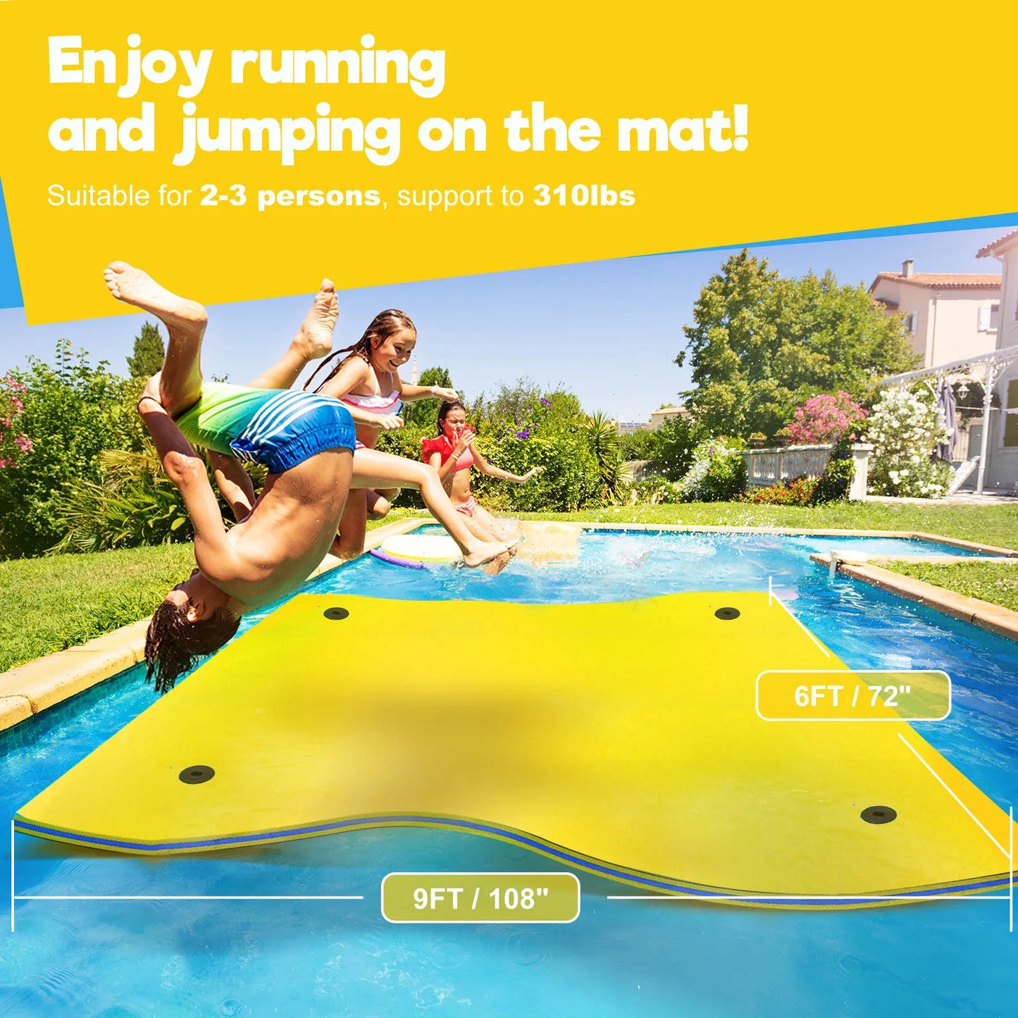 HALLOLURE Floating Water Pad Mat For Pool Beach Ocean Lake Sunbathing And Water Sports