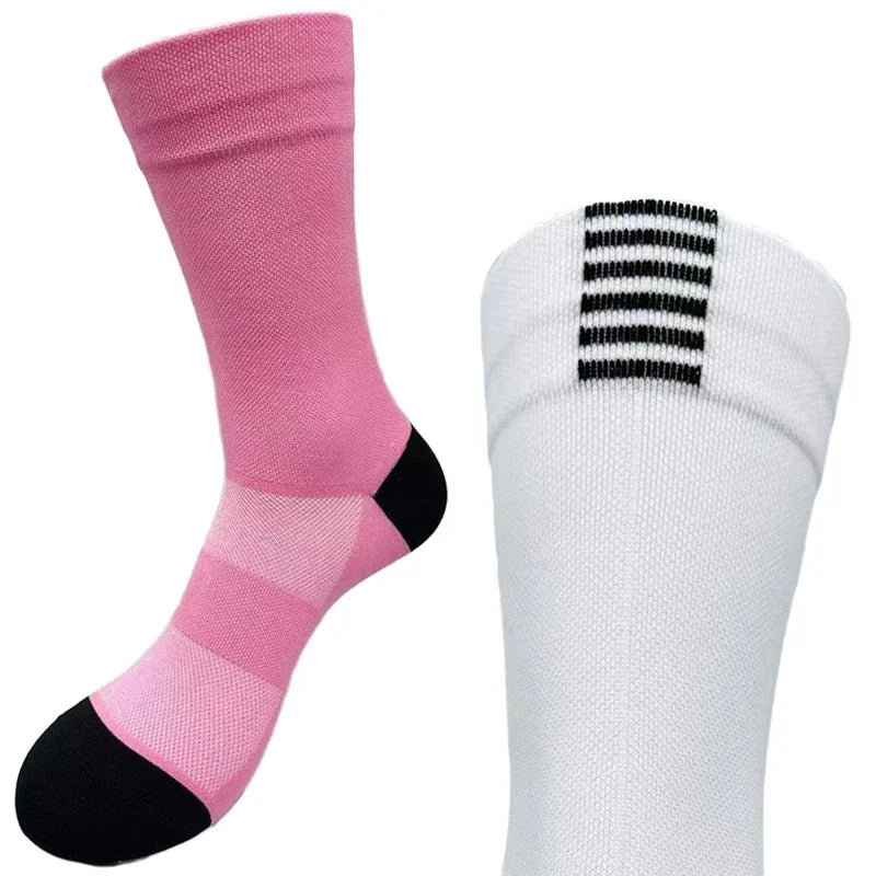 Men Cycling Socks Breathable Mesh Quick Dry Mid Tube