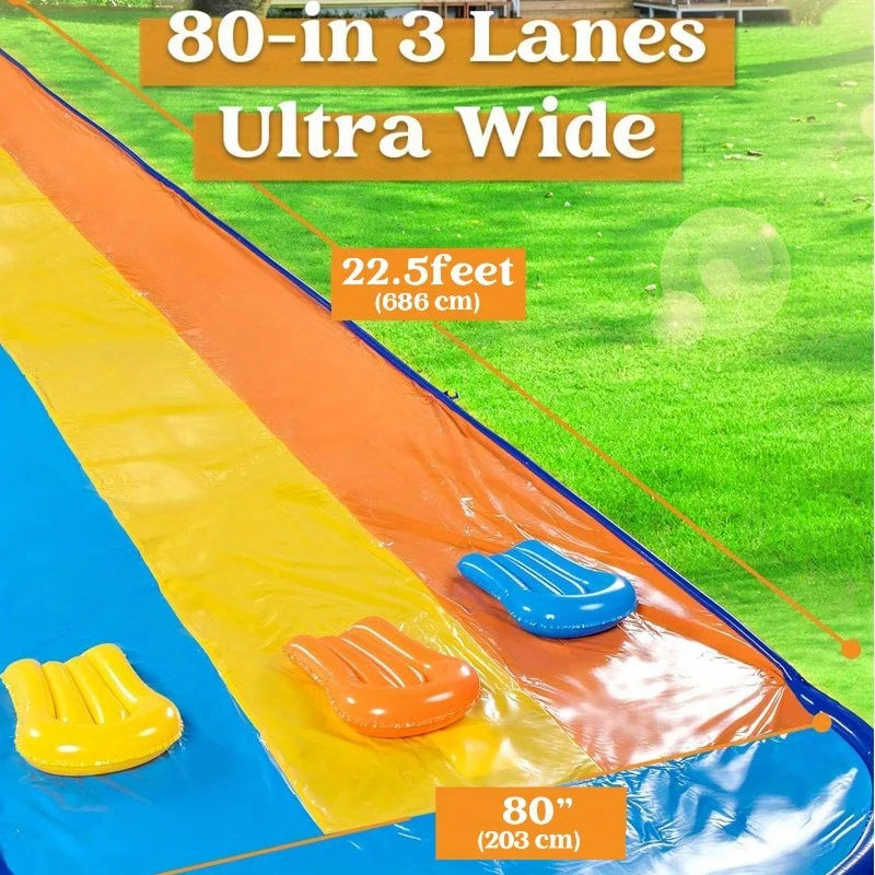 Joyfy Lawn Triple Water Slide With Built In Sprinkler