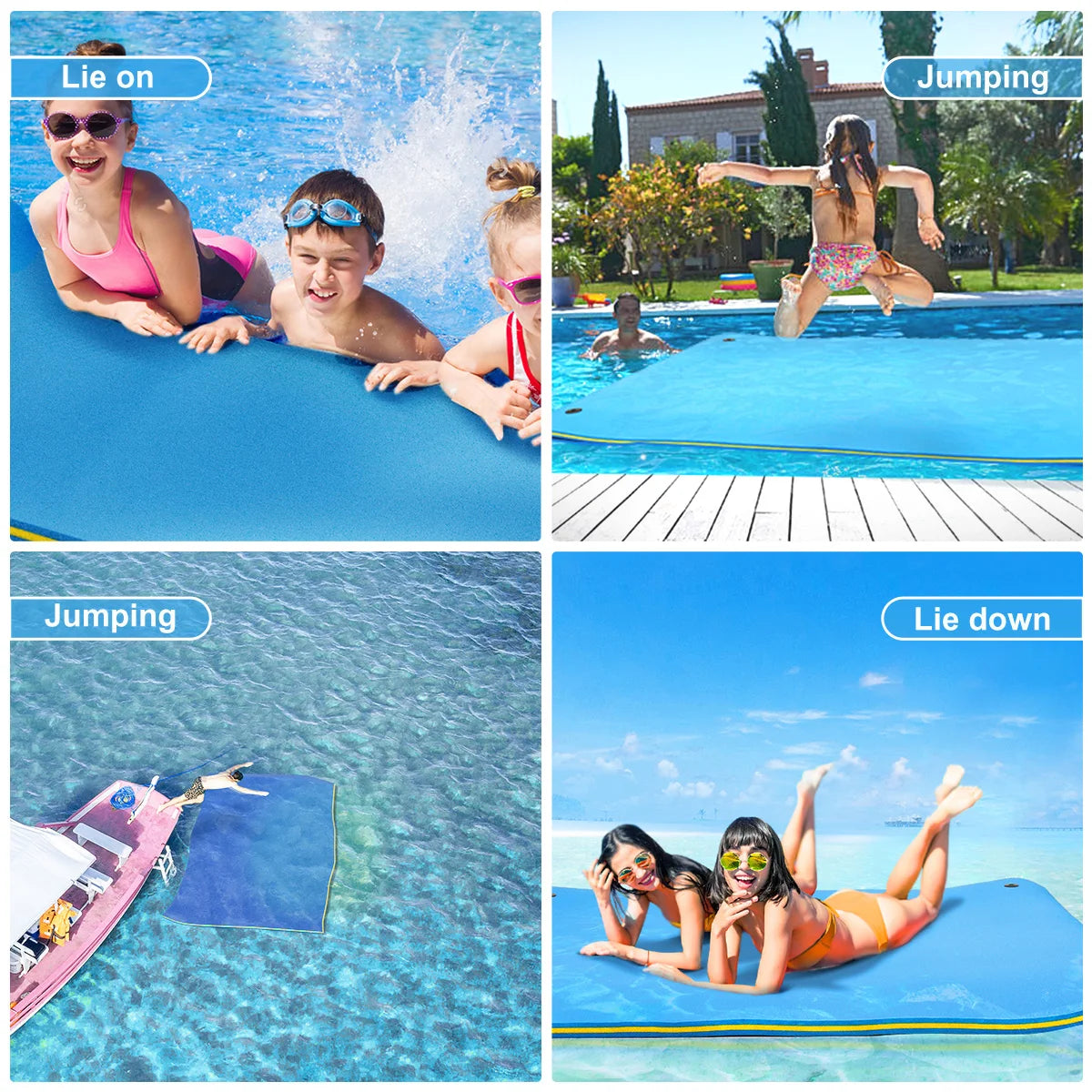 HALLOLURE Floating Water Pad Mat For Pool Beach Ocean Lake Sunbathing And Water Sports