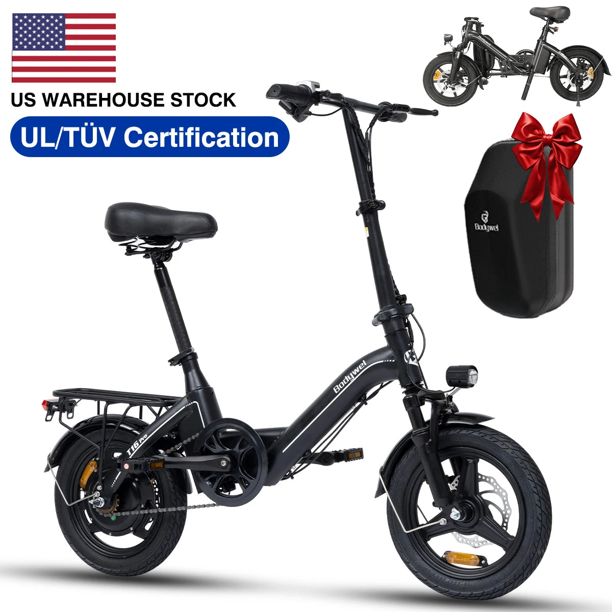 Bodywel Folding Electric Bike 1000W For Urban Commute With Dual Disc Brakes