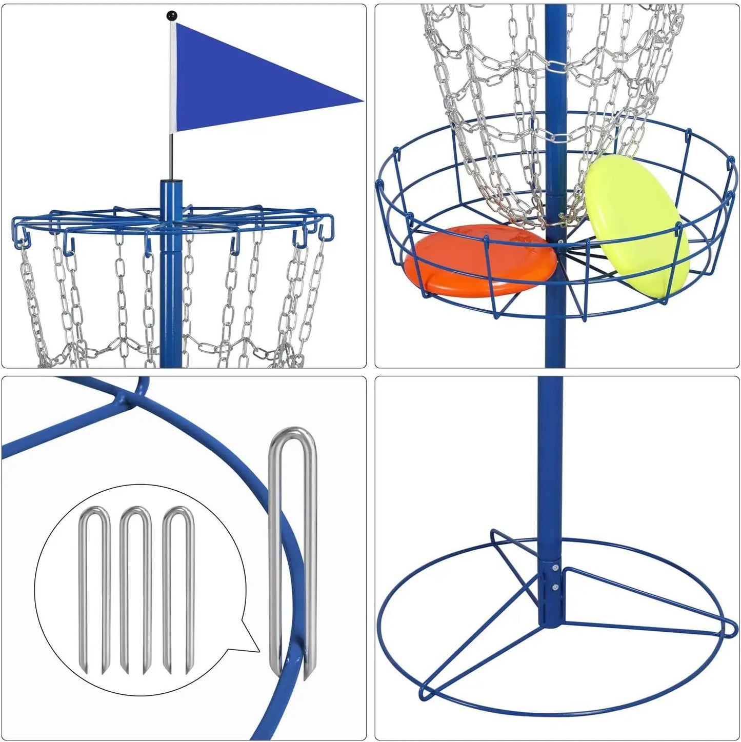 Disc Golf Basket Portable Practice Set With Double Chains