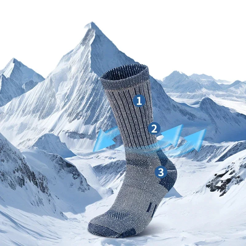 Men Merino Wool Hiking Socks Crew Thermal Boot Socks