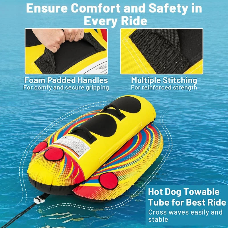Goplus Inflatable Towable Tube Banana Boat EVA Padded Seats