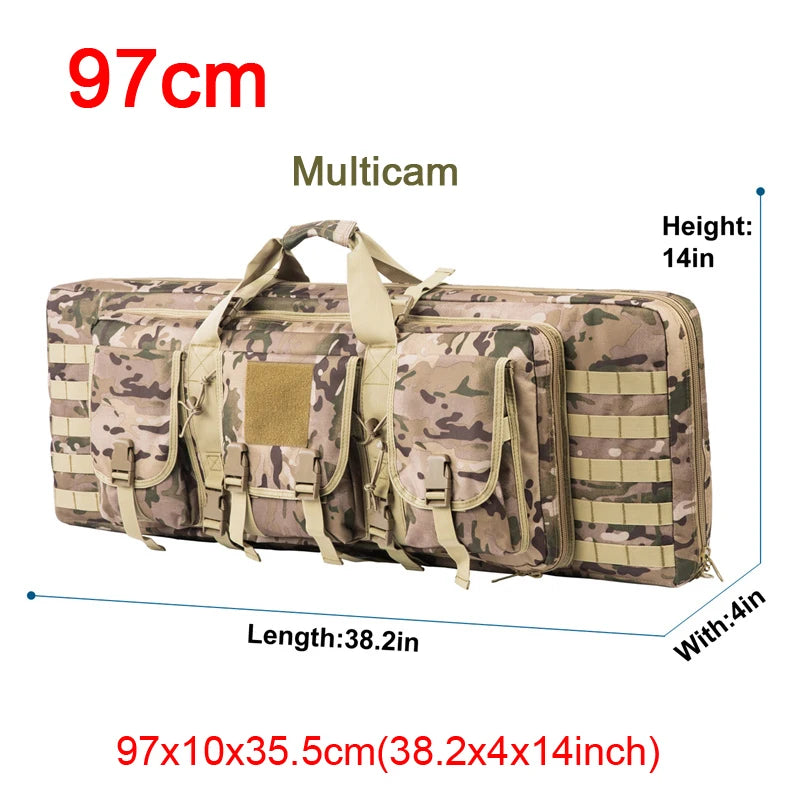 LQARMY Tactical Double Rifle Case Molle Rifle Bag Sniper Airsoft Gun Backpack Hunting
