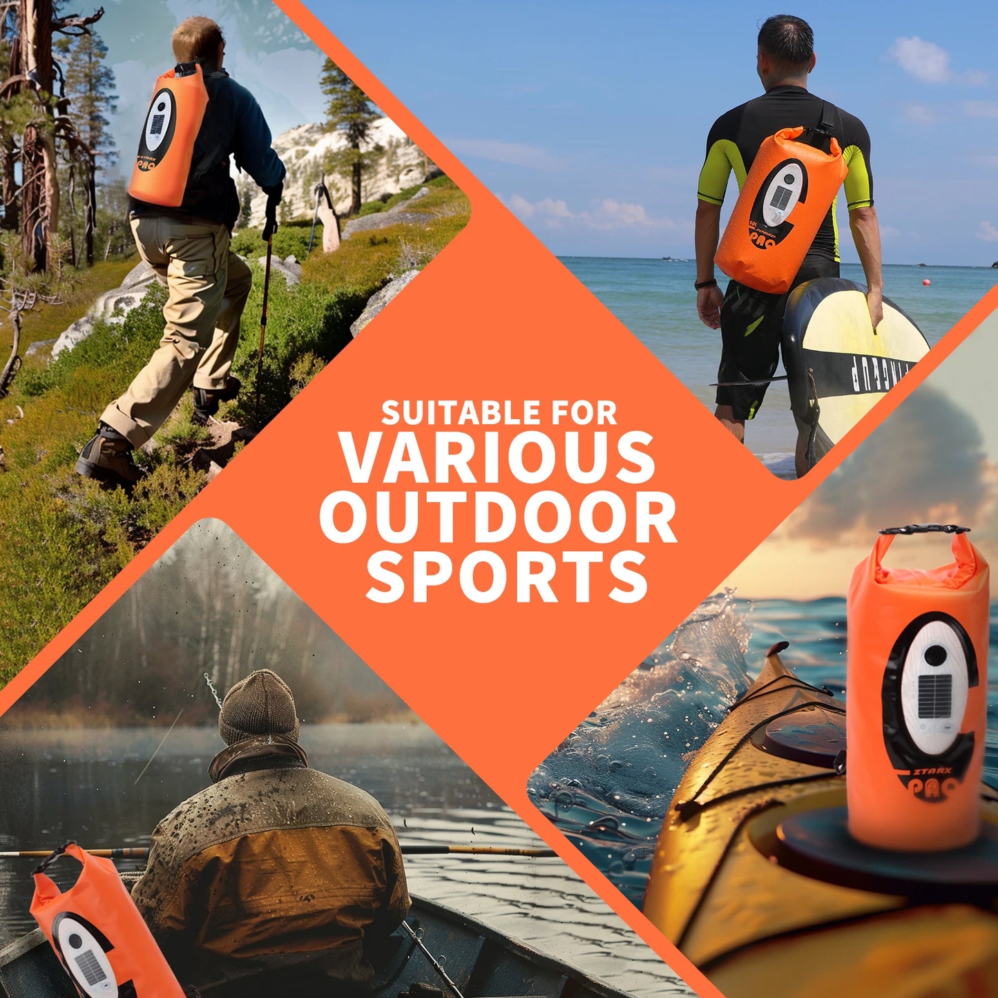 SELORSS Solar Battery Powered Waterproof Hiking Backpack With Bluetooth Speaker