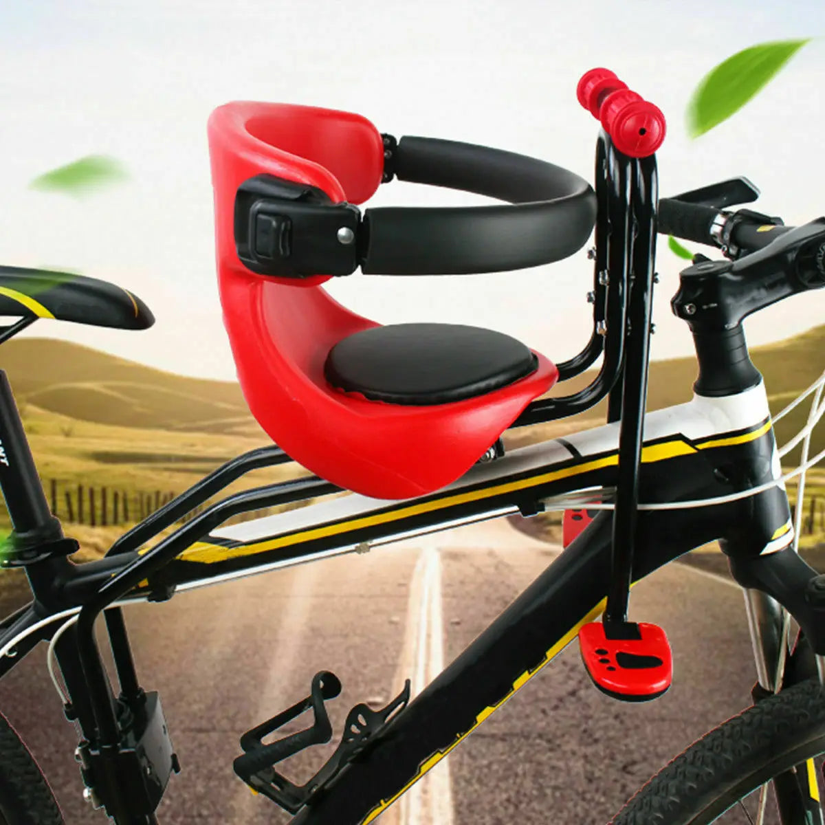 Front Mounted Mountain Bike Child Seat Cushioned Safety for Kids