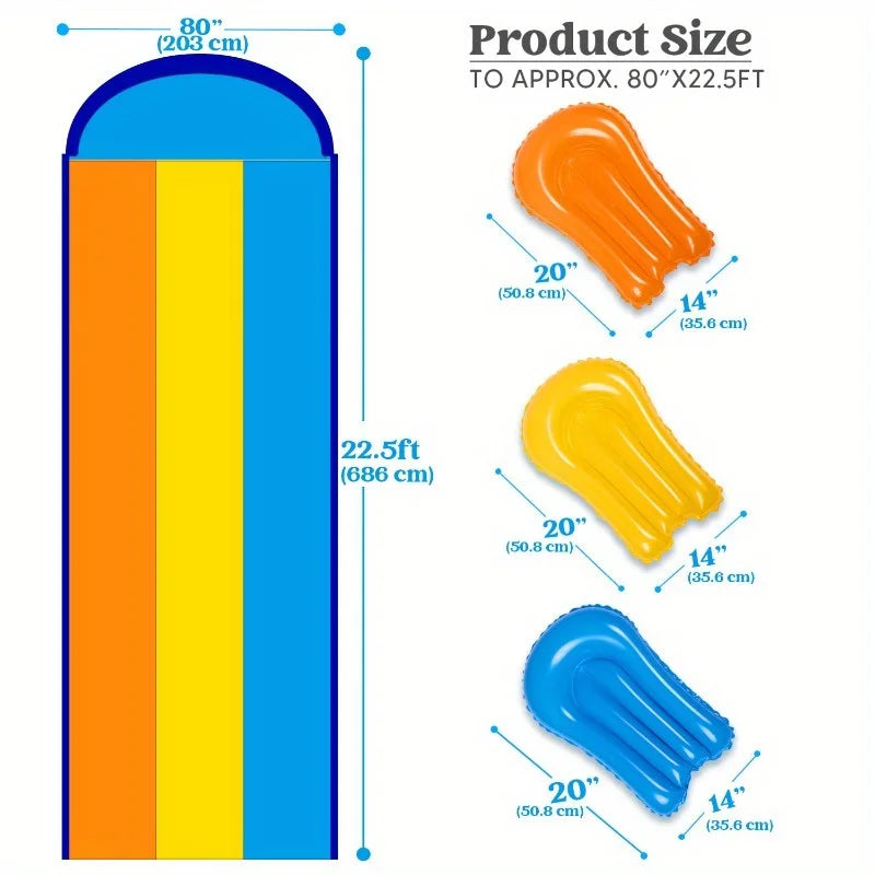 Joyfy Lawn Triple Water Slide With Built In Sprinkler