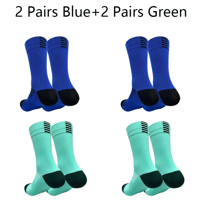Men Cycling Socks Breathable Mesh Quick Dry Mid Tube
