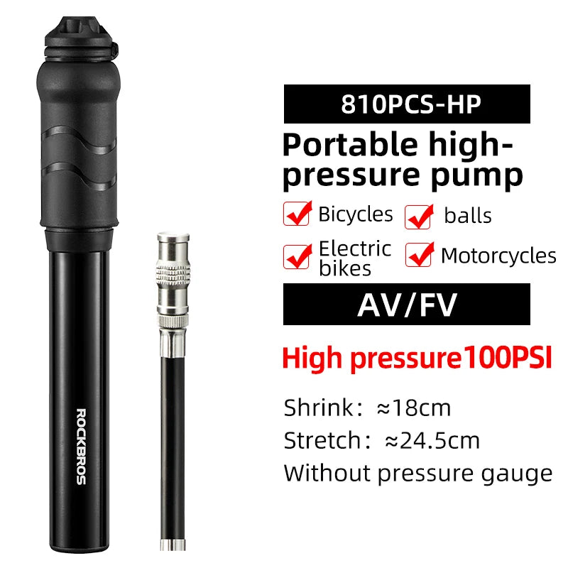 Rockbros 150 PSI Portable Bike Pump Presta Schrader Aluminum