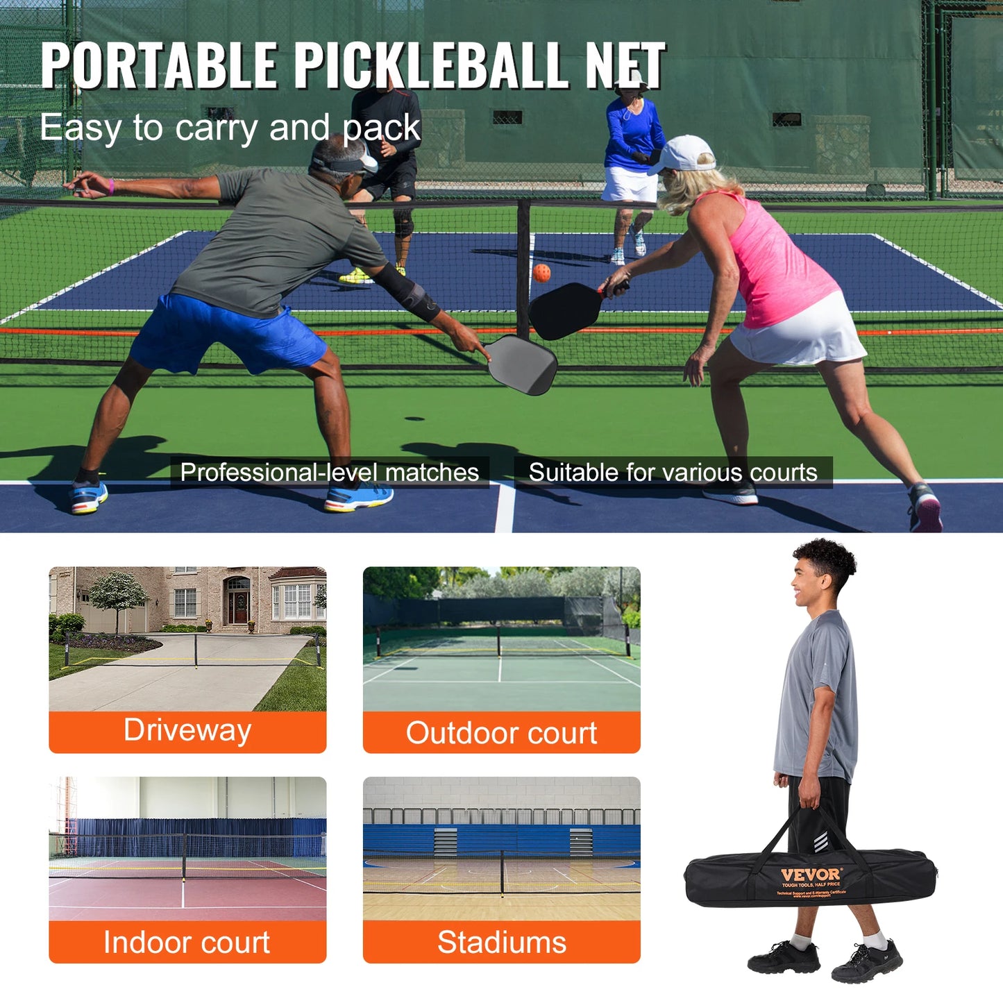 SucceBuy Portable Pickleball Net System Regulation Court Line