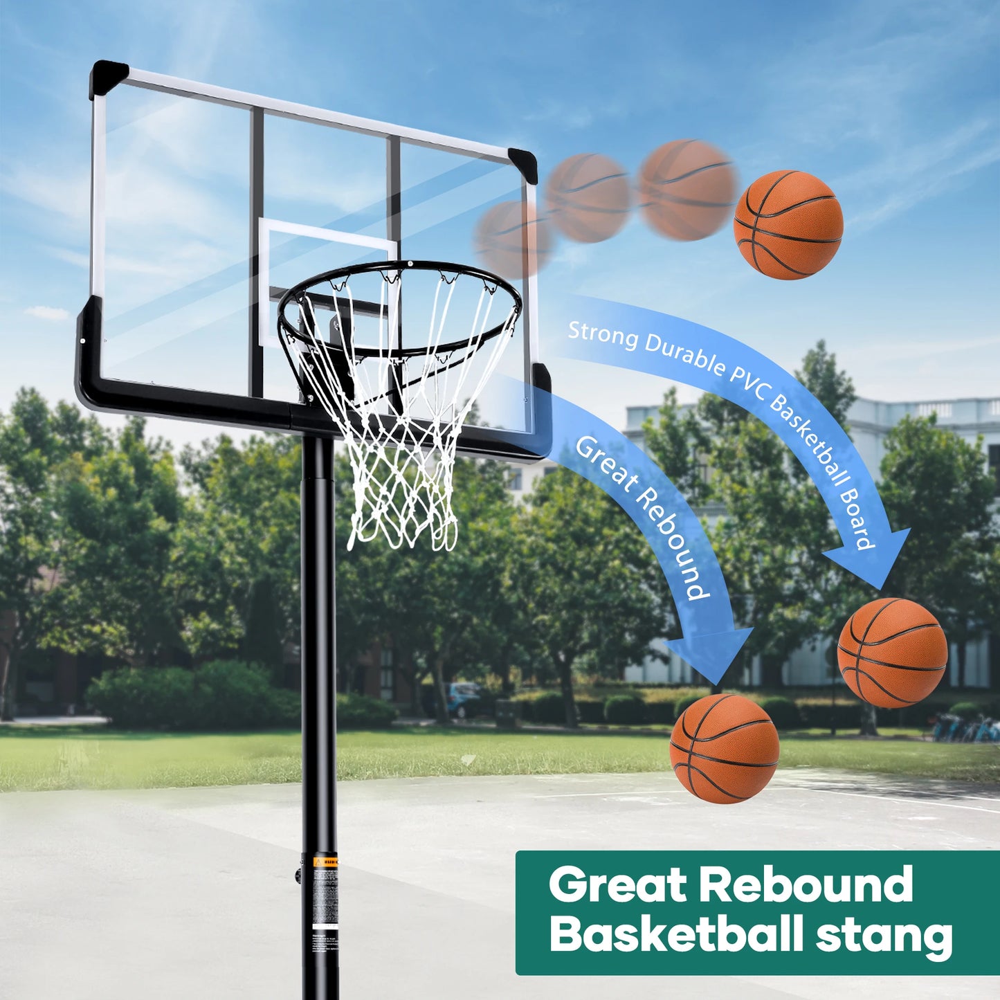 Portable Basketball Hoop System With Adjustable Mechanism For Indoor Outdoor