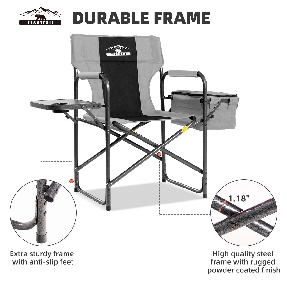 Tisetrail Director Camping Chair With Cooler Bag Foldable Side Tray