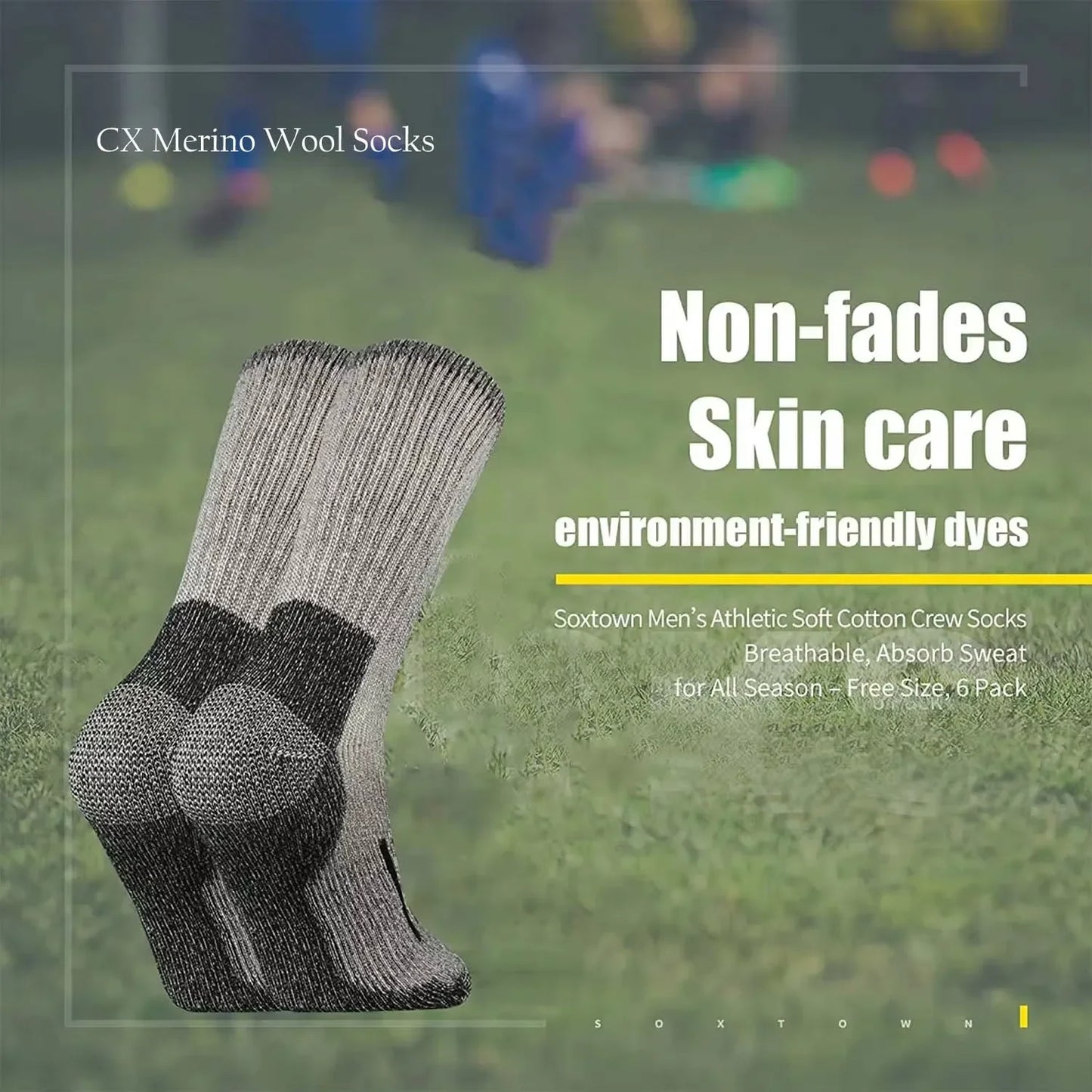 Men Merino Wool Hiking Socks Crew Thermal Boot Socks