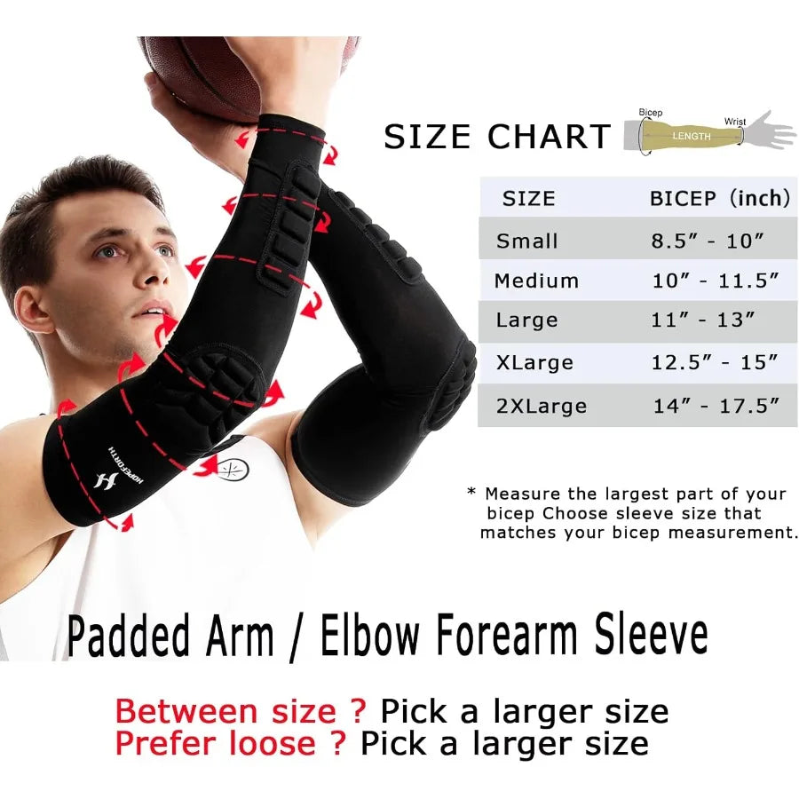 Hign-concerned 2 Pack Padded Elbow Forearm Sleeves Compression
