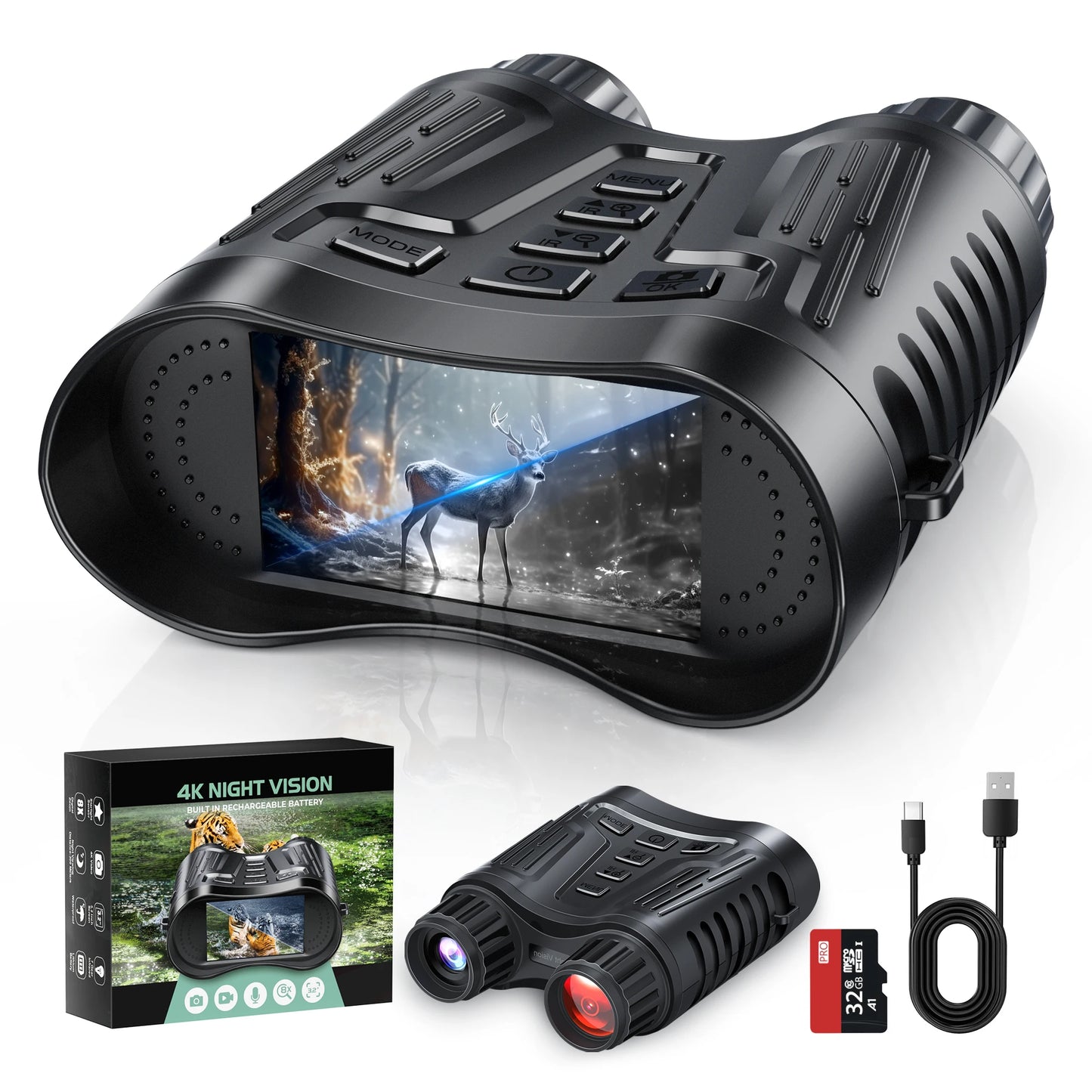 Rechargeable Night Vision Telescope 4K UHD Binocular 8X