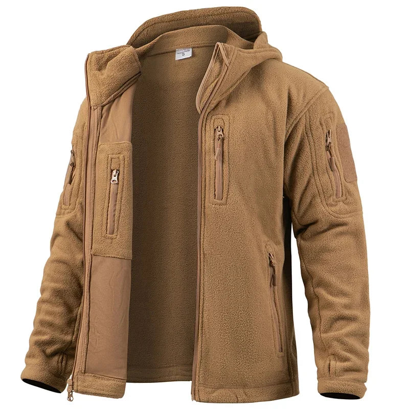 Men Hunting Fleece Jacket Full Zip Tactical Outdoor Warm