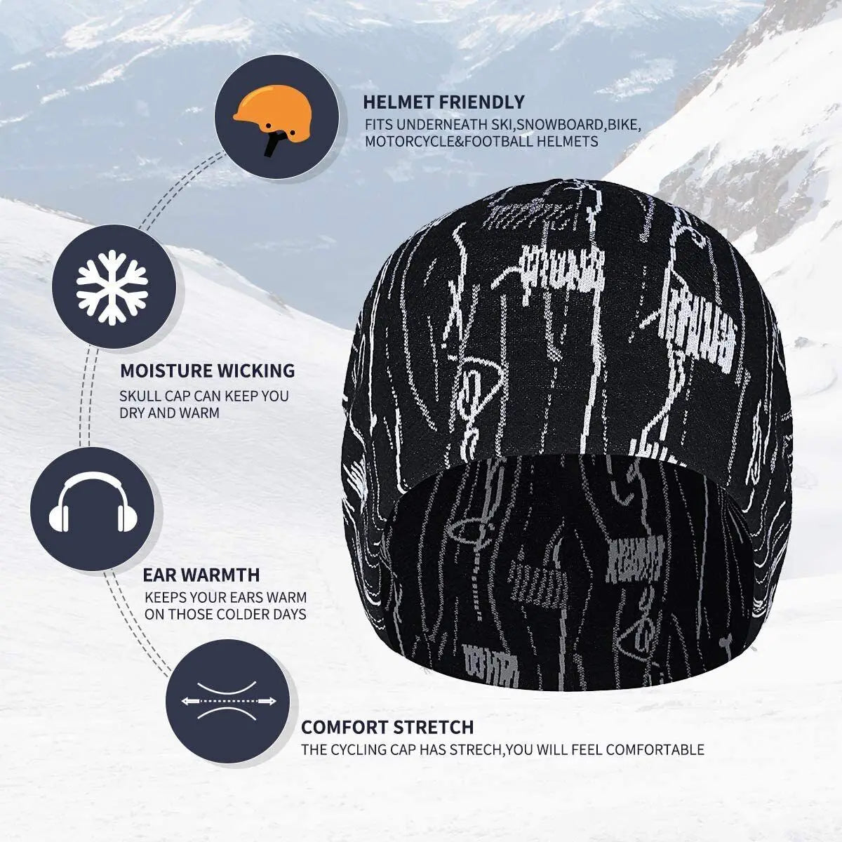 Winter Soft Cotton Beanie Double Layer Windproof Liner