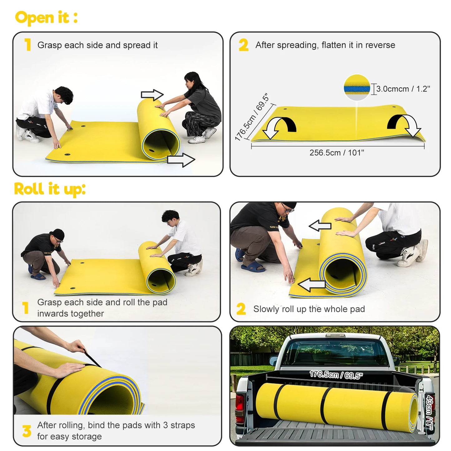 HALLOLURE Floating Water Pad Mat For Pool Beach Ocean Lake Sunbathing And Water Sports