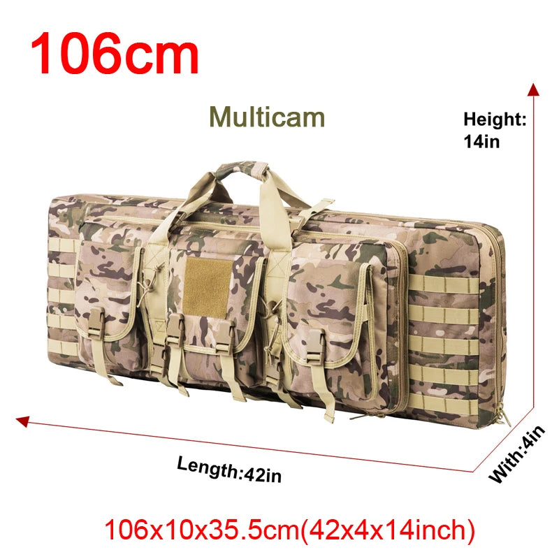 LQARMY Tactical Double Rifle Case Molle Rifle Bag Sniper Airsoft Gun Backpack Hunting
