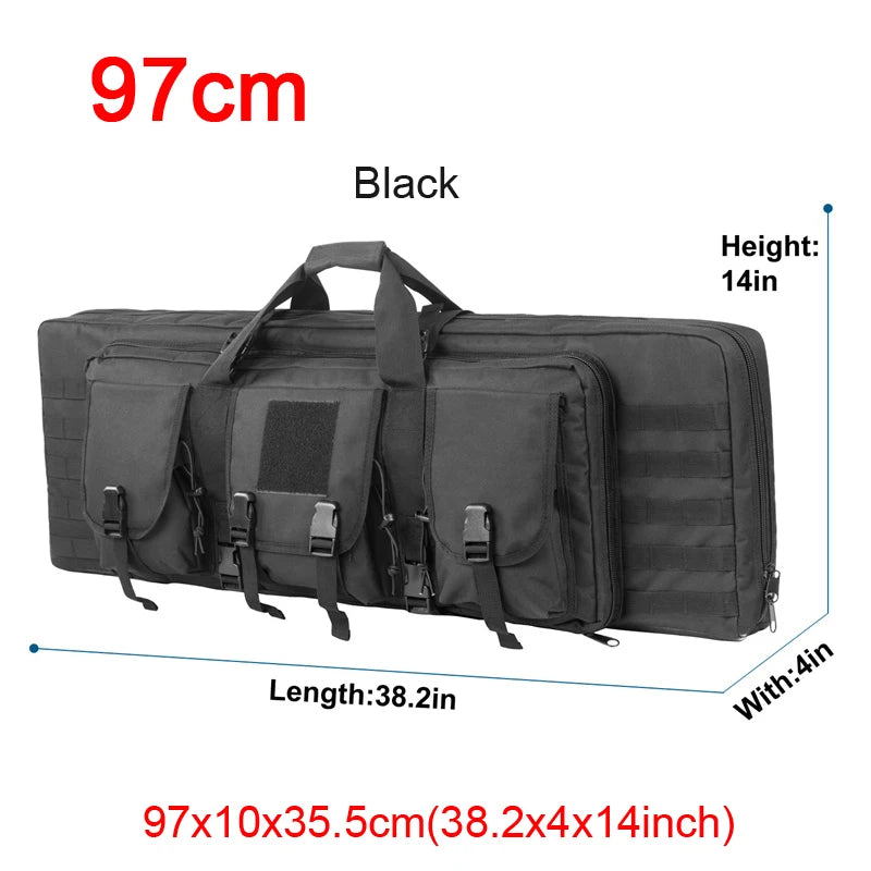 LQARMY Tactical Double Rifle Case Molle Rifle Bag Sniper Airsoft Gun Backpack Hunting