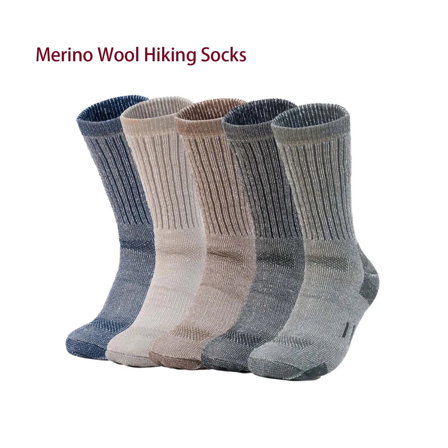 Men Merino Wool Hiking Socks Crew Thermal Boot Socks