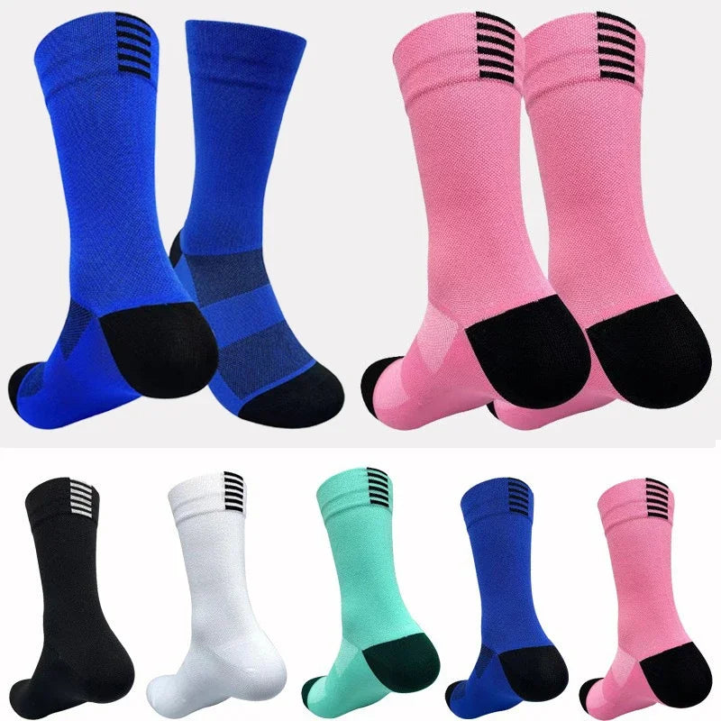 Men Cycling Socks Breathable Mesh Quick Dry Mid Tube