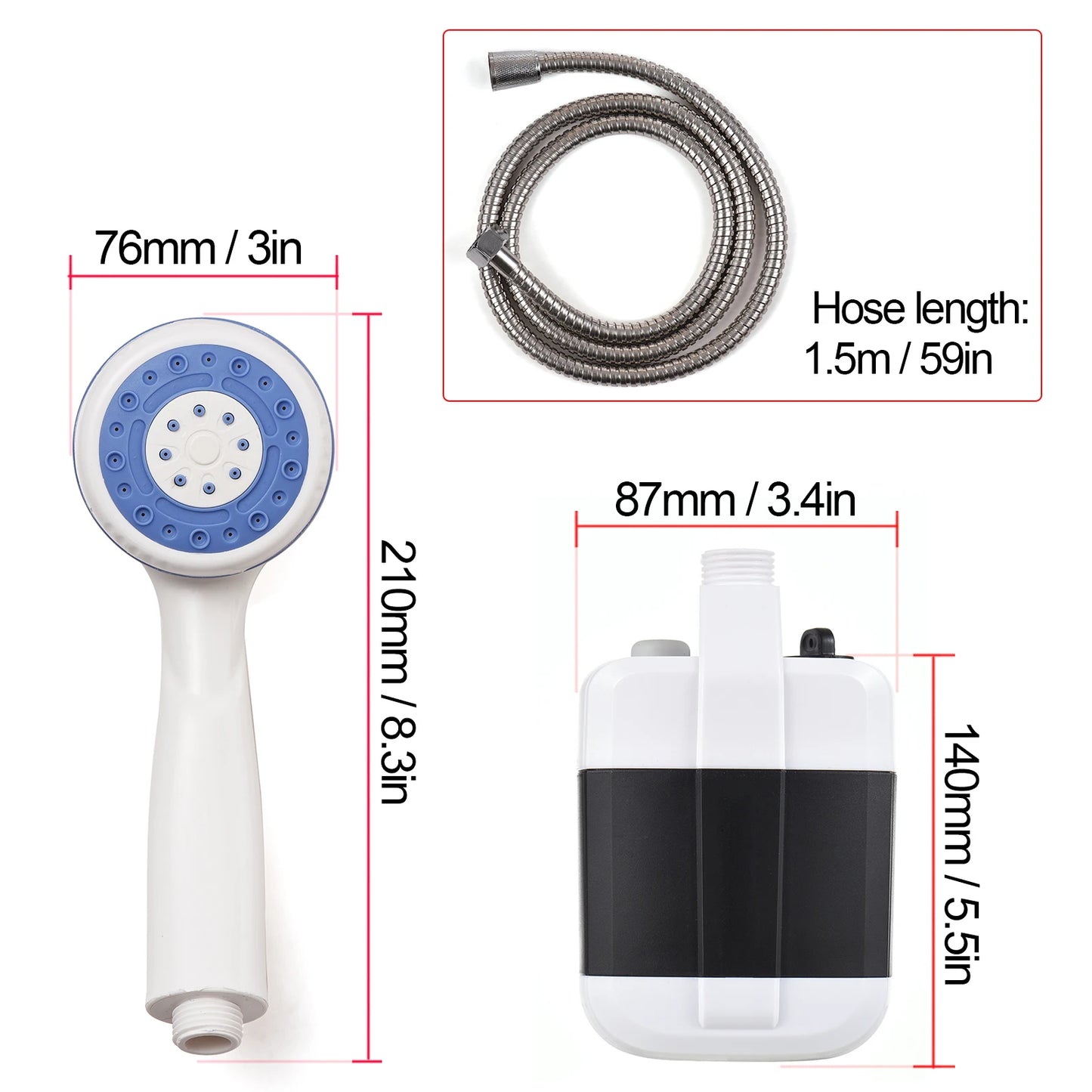 Portable USB Rechargeable Camping Shower Pump For Outdoors