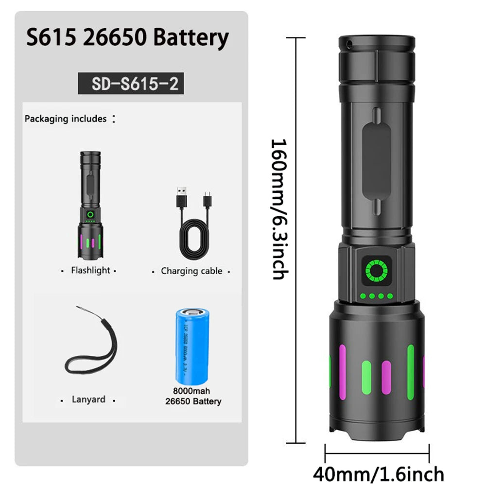Electric S615 Powerful LED Flashlight Zoomable Tactical Torch Outdoors