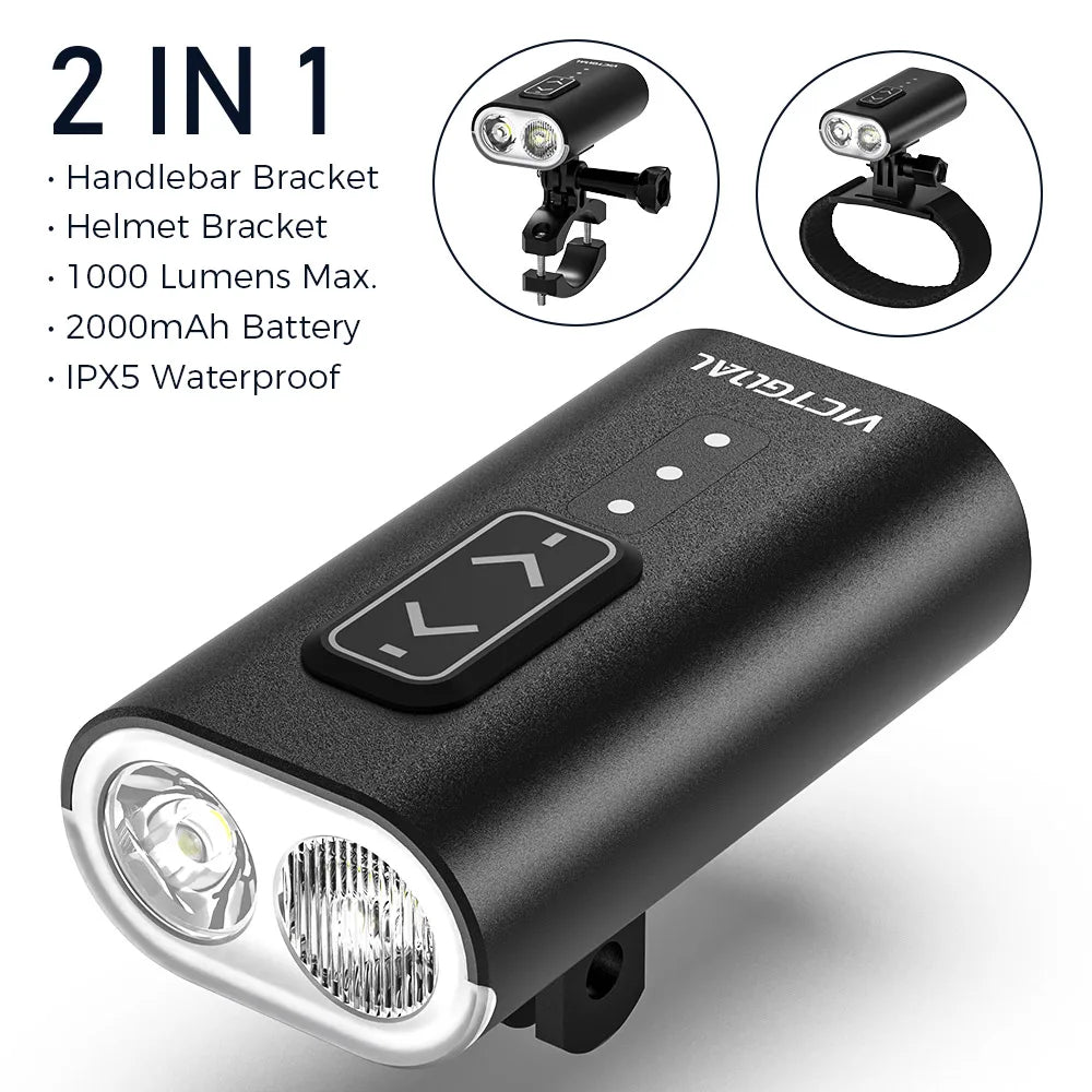 Victgoal 1000 Lumen Bike Light Helmet And Handlebar Headlight Waterproof