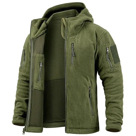 Men Hunting Fleece Jacket Full Zip Tactical Outdoor Warm