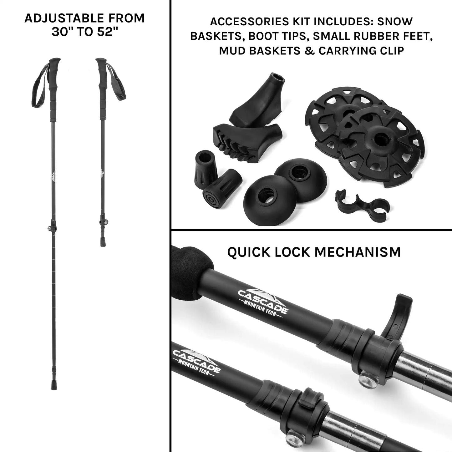 Ultralight Carbon Fiber Trekking Poles EVA Grip For Hiking