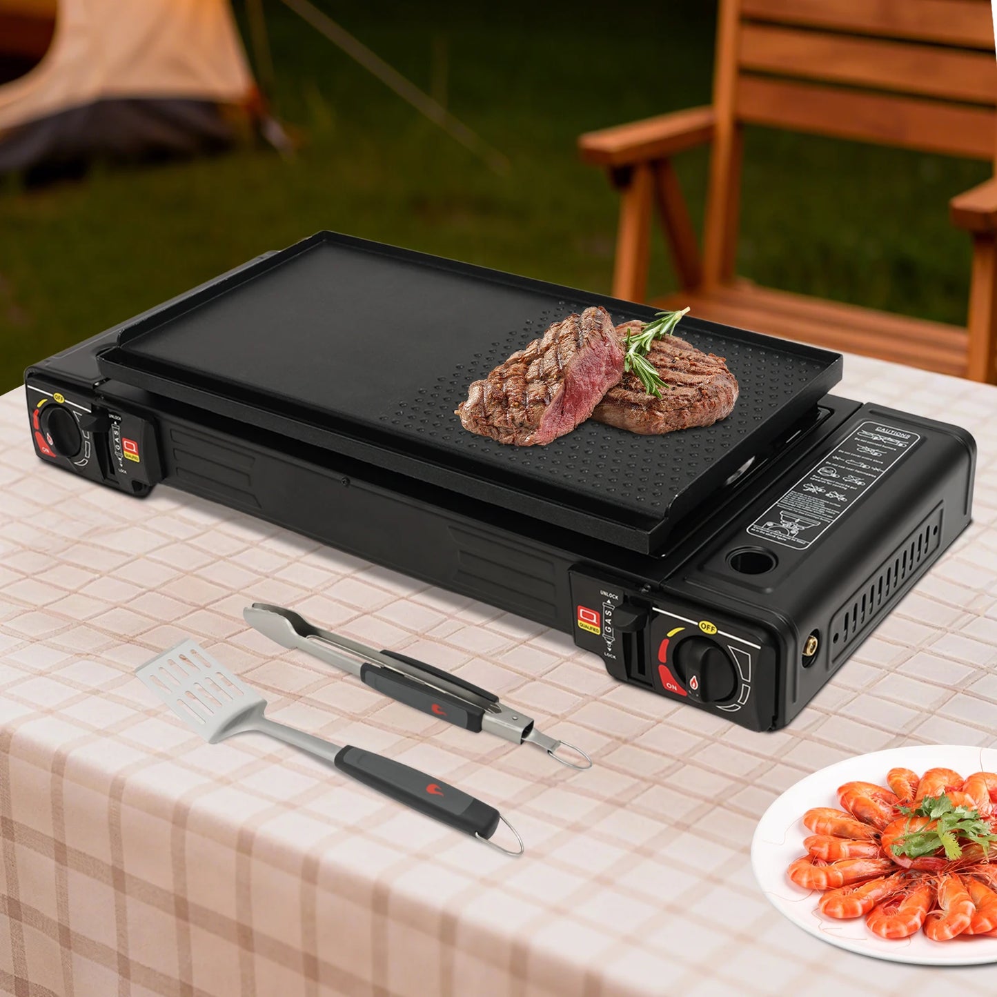 Two-Burner Portable Camping Stove Kit With Baking Pan And Case