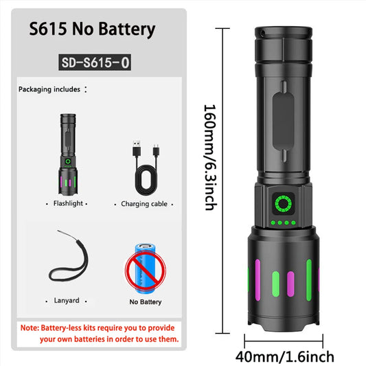Electric S615 Powerful LED Flashlight Zoomable Tactical Torch Outdoors