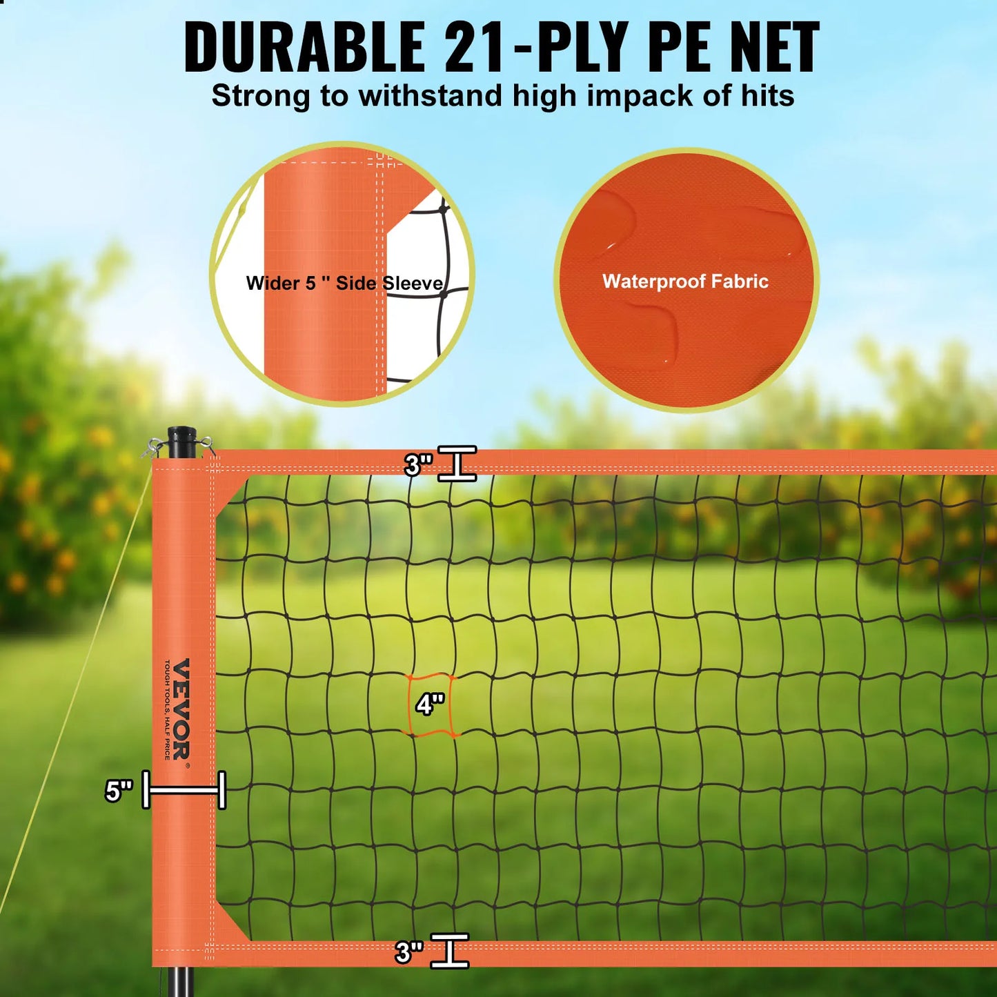 SucceBuy Portable Volleyball Net System With Adjustable Aluminum Poles Pump