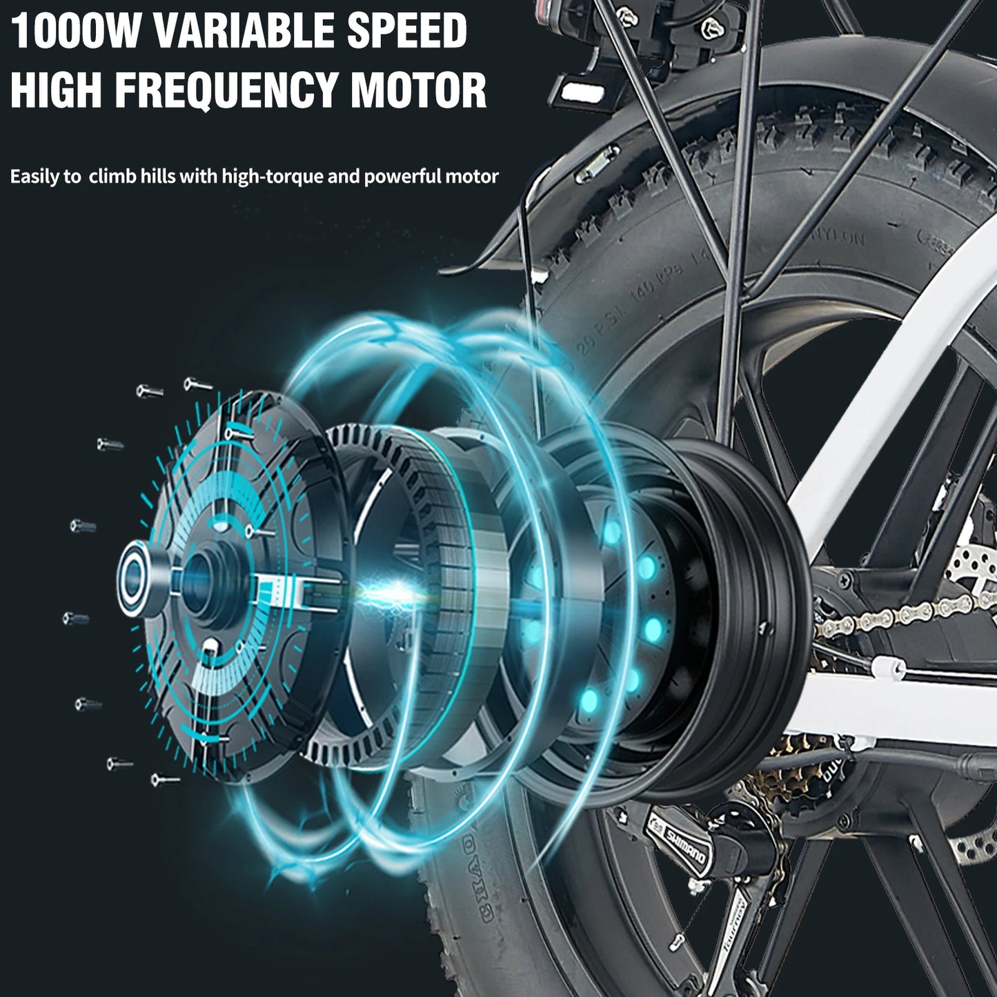 Kickwey L20 Folding Electric Bike 1000W 48V Removable Battery