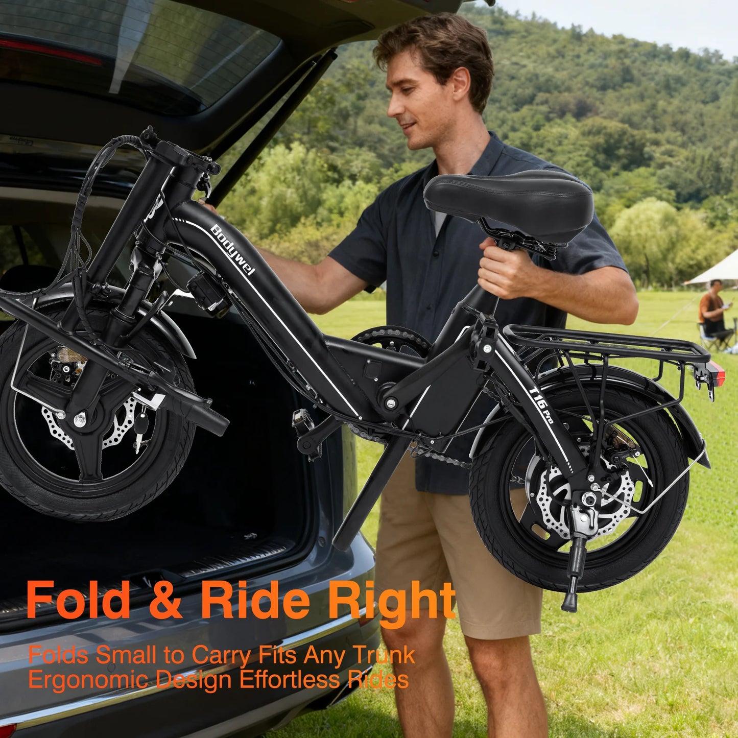 Bodywel Folding Electric Bike 1000W For Urban Commute With Dual Disc Brakes